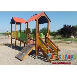 Σύνθετο νηπίων-παίδων με 2 τσουλήθρες και γέφυρα